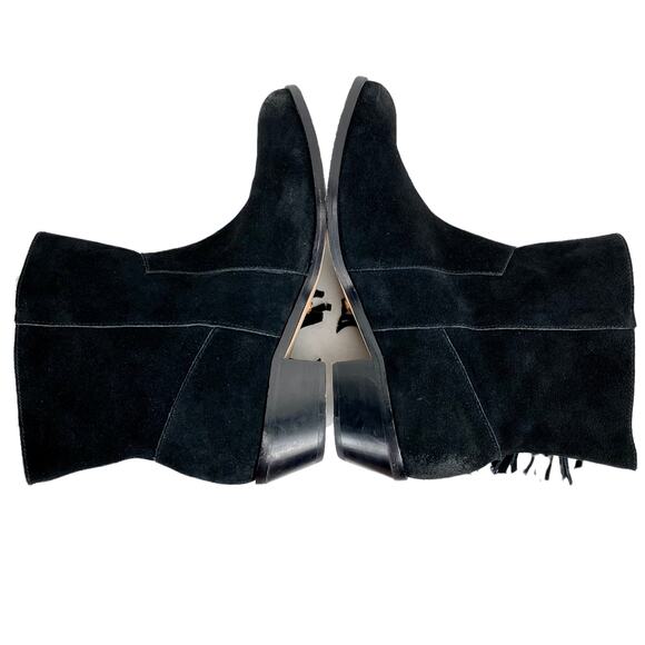 Cynthia Vincent Nibble Fringe Suede Ankle Heeled Bootie in Black, Size 8.5 - Picture 11 of 16